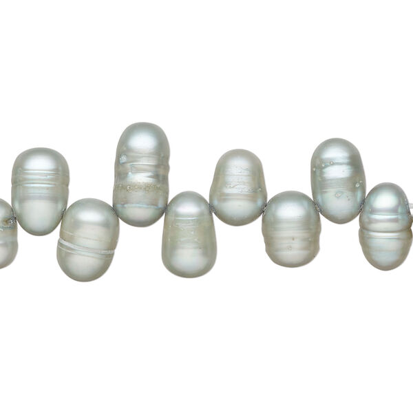Freshwater pearl 1pkg1, top-drilled rice, 15 inch ocean 7x5mm-12x6mm cultured image number 0