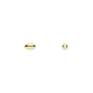 Bead 1pkg100 gold-plated, 5x3mm oval, brass