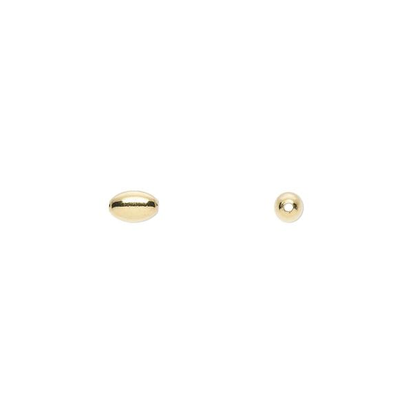 Bead 1pkg100 gold-plated, 5x3mm oval, brass image number 0