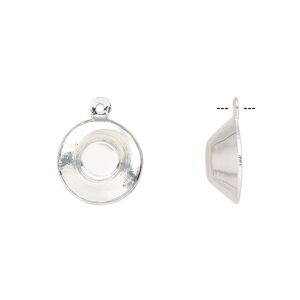 Drop, Almost Instant Jewelry&reg;, silver-finished brass, 12.5mm with 12mm vision round setting. Sold per pkg of 10.