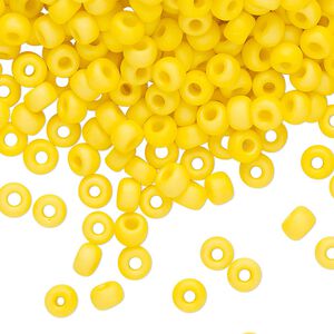 Seed bead, Miyuki, glass, pkg/250g, #6 rocaille, opaque matte rainbow canary, (RR-404D/FR).