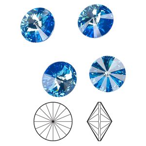Chaton 48pk crystal royal blue DeLite, Crystal Passions&reg; 14mm rivoli 1022