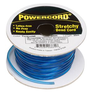 Cord, Powercord&reg;, elastic, turquoise, 2mm, 21.5-pound test. Sold per 25-meter spool.
