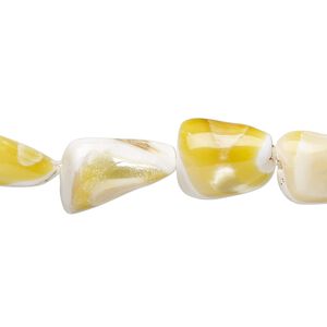 Mother-of-pearl shell 1pkg1, freeform nugget bead natural 15 inch small