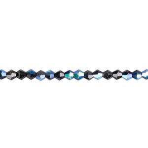 Bead 1pk 16 facets opaque black AB, Celestial Crystal&reg; 3mm bicone 15.5-16 inch