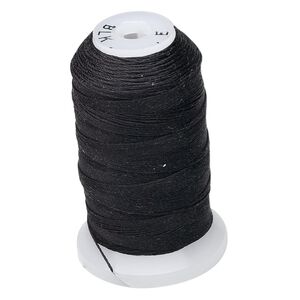 Thread, Purely Silk&trade;, 3-ply, black, size E. Sold per 200-yard spool.