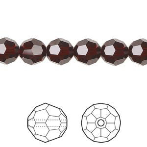 Bead 12pk smoked amber, Crystal Passions&reg; 8mm round 5000