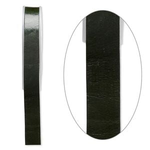 Cord, leather, green, 16mm flat. Sold per 5-yard spool.
