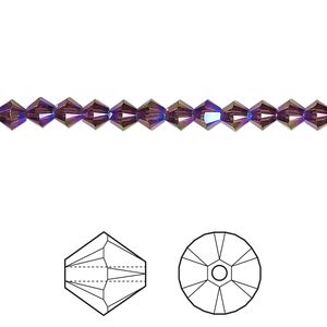 Bead 1440pk amethyst shimmer 2X, Swarovski&reg; 4mm XILION bicone 5328