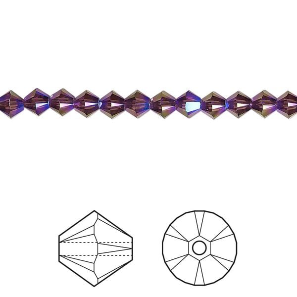 Bead 1440pk amethyst shimmer 2X, Swarovski&reg; 4mm XILION bicone 5328 image number 0