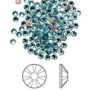 Flat back 144pk light turquoise foil back, Crystal Passions&reg; hotfix rhinestone 2.7-2.9mm rose round SS10 2038HF