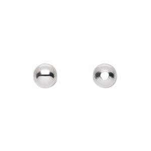 Bead 1pkg10 silver-plated, 7mm round, brass
