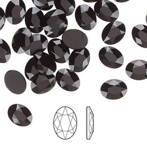 Flat back 6pk jet, Crystal Passions&reg; 8x6mm oval 2603