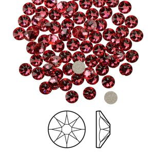 Flat back 144pk Indian pink foil back, Crystal Passions&reg; 3-3.2mm rose round SS12 2088