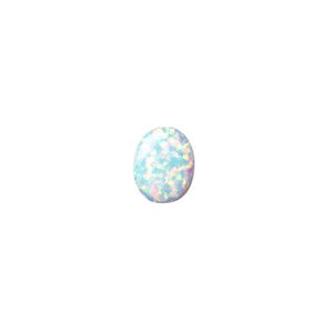 Cabochon, "opal" (silica and epoxy) (man-made), white, 10x8mm calibrated oval. Sold individually.