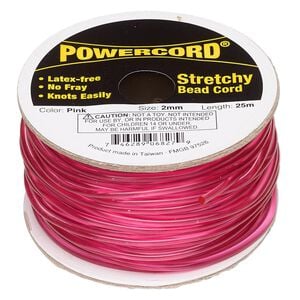 Cord, Powercord&reg;, elastic, pink, 2mm, 21.5-pound test. Sold per 25-meter spool.