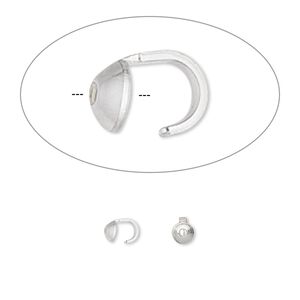 Bead tip standard 1pkg10 sterling silver, 5x3mm / open loop / 0.039 inch inside diameter, Hot Tips&reg;
