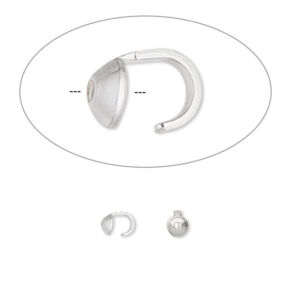 Bead tip standard 1pkg10 sterling silver, 5x3mm / open loop / 0.039 inch inside diameter, Hot Tips&reg; image number 0