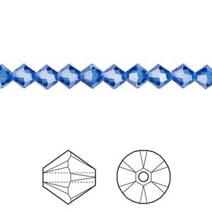 Bead 144pk sapphire, Crystal Passions&reg; 5mm bicone 5328