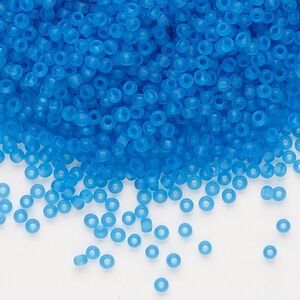 Seed bead, Dyna-Mites&trade;, glass, pkg/1/2kg, #11 round, translucent matte turquoise blue, (15MA 11/0 RR).