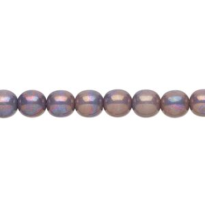 Bead, Czech glass druk, opaque grey nebula, 6mm round. Sold per 15-1/2" to 16" strand.