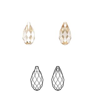 Briolette 2pk crystal golden shadow, Crystal Passions&reg; 11x5.5mm pendant drop 6010