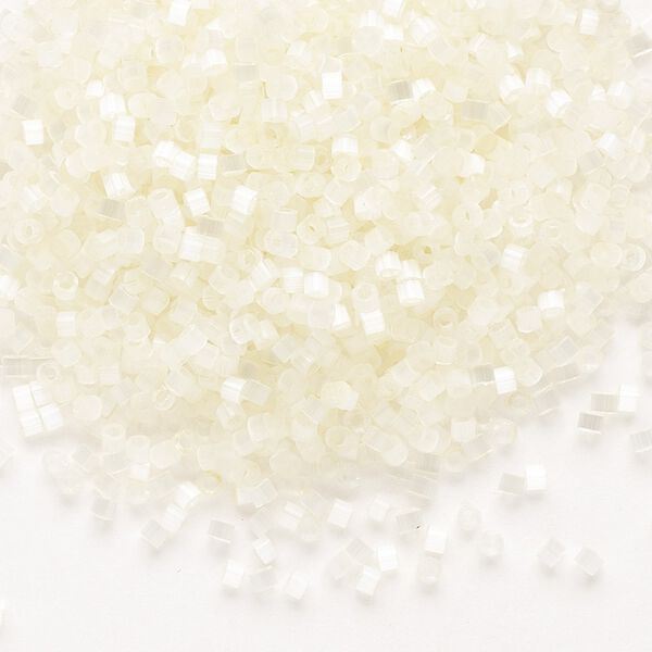 Seed bead, Delica&reg;, glass, pkg/250g, #11 round, opaque silk satin glazed luster cream (DB-0672). image number 0