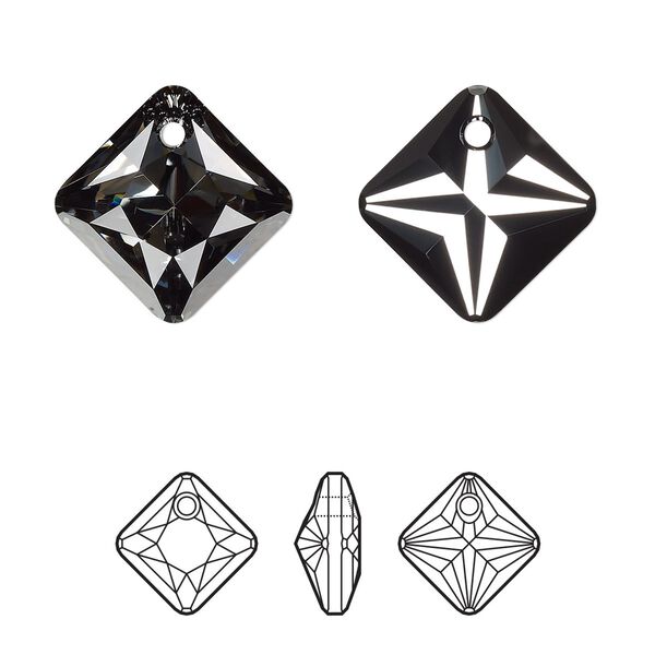 Drop 24pk crystal silver night, Swarovski&reg; 16mm pendant princess cut 6431 image number 0