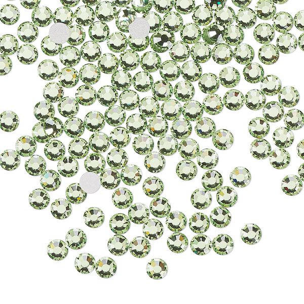 Flat back, Dance With Me&trade; crystal rhinestone, peridot, foil back, 3-3.2mm rose, SS12. Sold per pkg of 144 (1 gross). image number 0