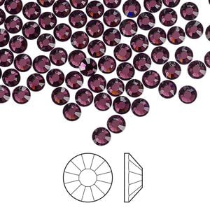 Flat back 1440pk amethyst foil back, Preciosa Viva 12&reg; Czech crystal rhinestone 3.8-4mm chaton rose round SS16