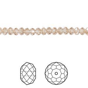 Bead 12pk crystal golden shadow, Crystal Passions&reg; 4x3mm rondelle 5040