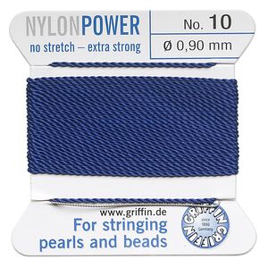 Thread, Griffin, nylon, dark blue, size #10. Sold per 2-meter card (approximately 78 inches).