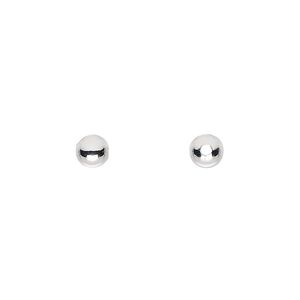 Bead 1pkg100 silver-plated, 5mm round, brass