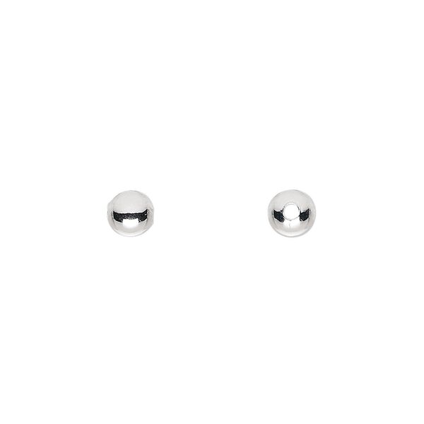 Bead 1pkg100 silver-plated, 5mm round, brass image number 0