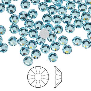 Flat back 144pk aqua bohemica foil back, Preciosa Viva 12&reg; Czech crystal rhinestone 4.6-4.8mm chaton rose round SS20