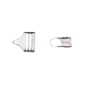 Cord end glue-in 1pkg2 sterling silver-filled, 11x10mm rectangle / lines / 9x3.5mm inside diameter