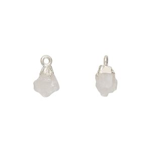 Drop 1pkg1, sterling silver and electrocoated rainbow moonstone (natural), 8x5mm-9x7mm hand-cut nugget
