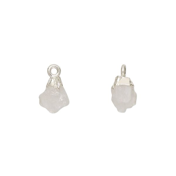 Drop 1pkg1, sterling silver and electrocoated rainbow moonstone (natural), 8x5mm-9x7mm hand-cut nugget image number 0