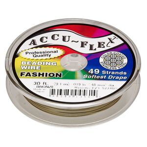 Beading wire, Accu-Flex&reg;, nylon and stainless steel, bronze, 49 strand, 0.019-inch diameter. Sold per 30-foot spool.