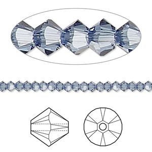 Bead 48pk denim blue, Crystal Passions&reg; 3mm bicone 5328