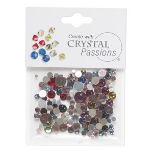 Flat back mix 1pkg144 mixed colors, Crystal Passions&reg; rhinestone 1.7-6.5mm round SS5-SS30