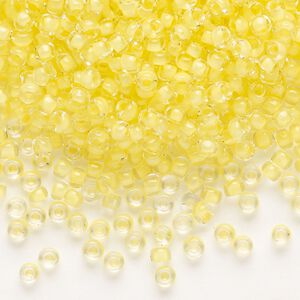Seed bead, Dyna-Mites&trade;, glass 1pkg0.5kg, #8 round, transparent inside dyed color yellow (202 8/0 RR)