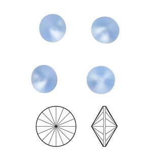 Chaton 8pk light sapphire frost foil back, Crystal Passions&reg; 8.16-8.41mm rivoli SS39 1122