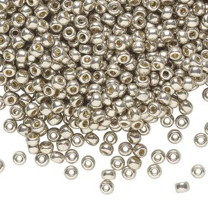 Seed bead, Miyuki 1pkg50g glass, #8 rocaille, Duracoat&reg; opaque galvanized light pewter / outside dyed (RR-4221)