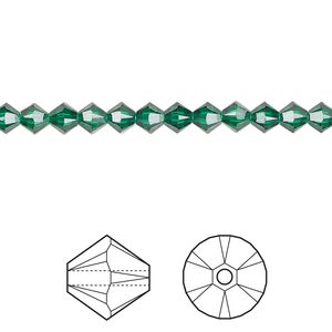 Bead 144pk majestic green, Crystal Passions&reg; 4mm bicone 5328