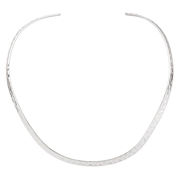 Neckwire 1pkg1 silver-plated hammered, 5mm flat, brass 16 inch image number 0