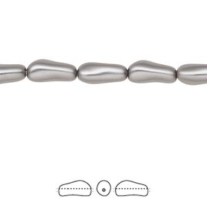 Pearl 250pk dark grey, Swarovski&reg; 10x4mm baroque elongated 5844