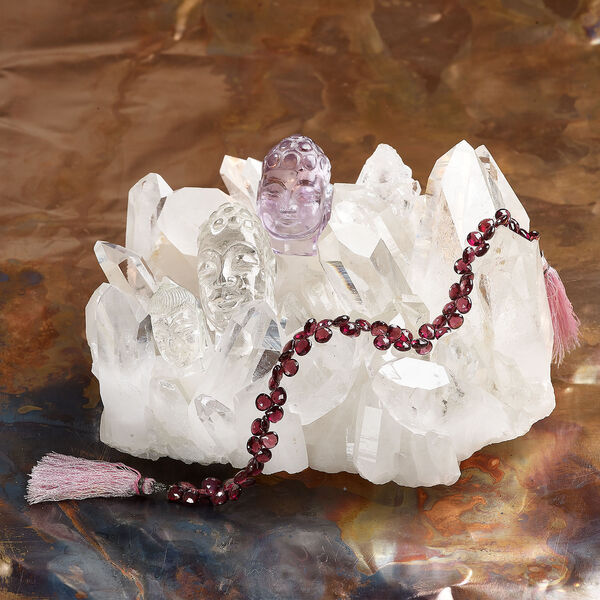 Rhodolite garnet 1pkg1, hand-cut top-drilled faceted puffed teardrop bead, natural 8 inches 6mm image number 0