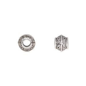 Bead 1pkg20 silver-plated "pewter", 8x7mm fancy rondelle, antique