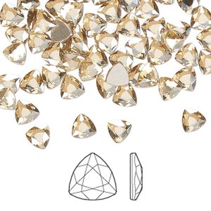 Flat back 12pk crystal golden shadow foil back, Crystal Passions&reg; 5mm trilliant 2472